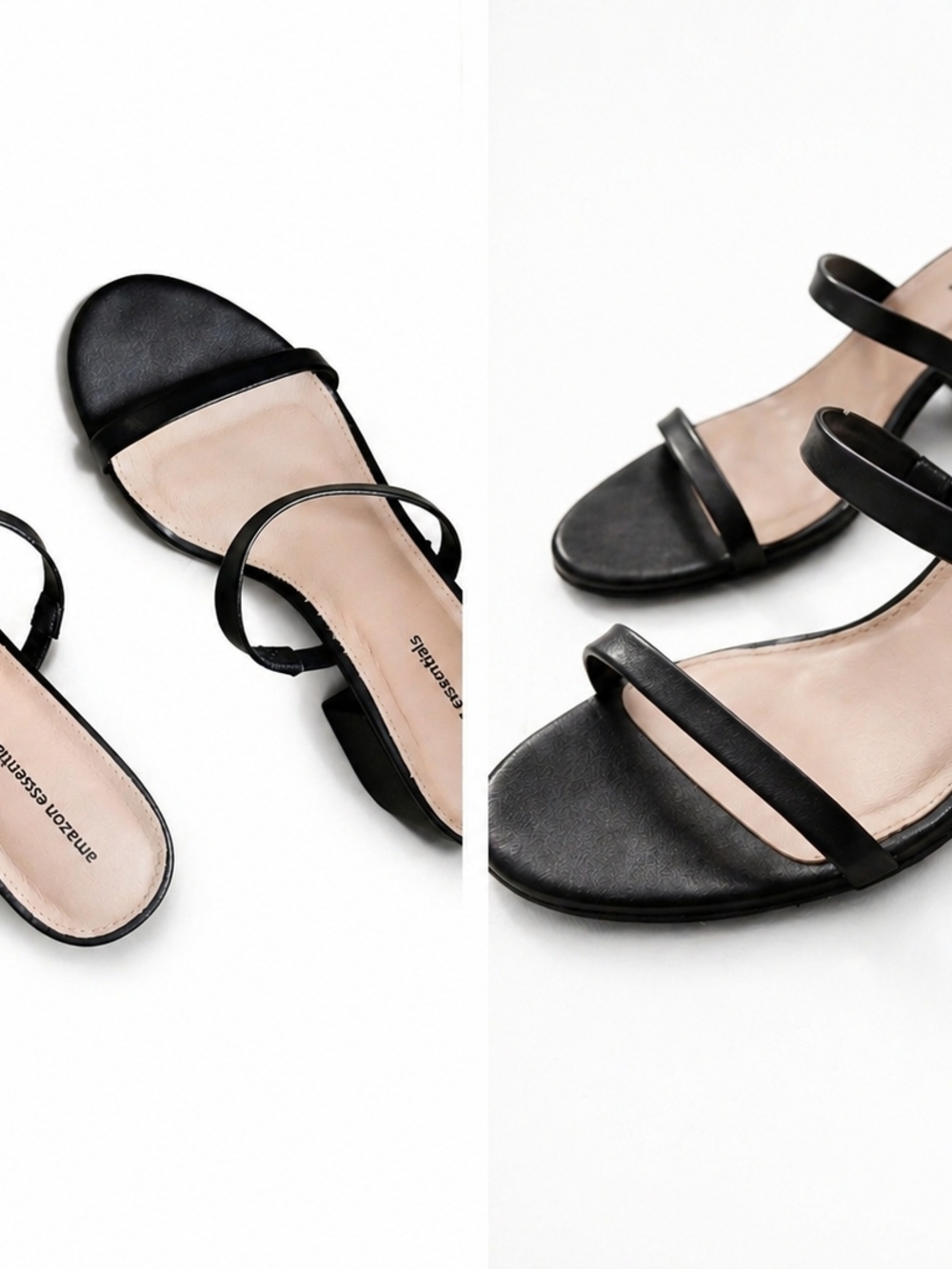 Black Two-Strap Block Heel Sandals Sz 7 - Picture 4 of 4